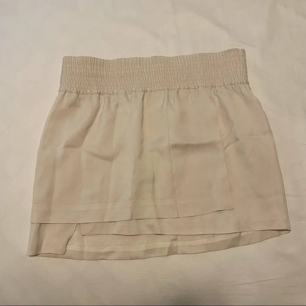 Acne Studios Asymmetrical Linen Cream Mini Skirt